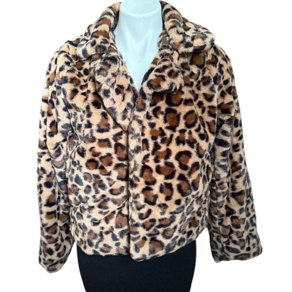 Leopard Print Faux Fur Jacket